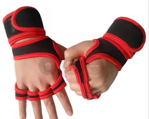 Black Half Finger Weightlifting <b>Gloves</b> With Wrist Support Breathable Fitness Training Gym Mitts Spring Autumn Sports Use - Product Image 2