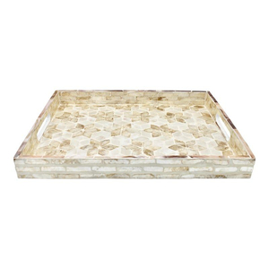 Bandeja rectangular de madera con incrustaciones de nácar, diseño arabesco elegante, para servir en la cocina del hogar. - Product Image 6