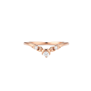 Newest Jewelry Dainty Curved <b>Three</b> Stone Diamond Ring 18K Solid Gold Minimalist Crescent V Shape Ring Round Lab Grown Diamond - Product Image 2