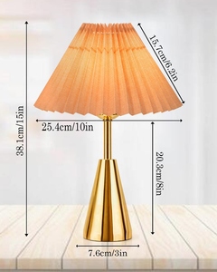 Luxury Gold Cone <b>Table</b> Lamp with Pleated Fabric Shade Modern Nordic <b>bedside</b> lighting home and hotel Low MOQ Shop now - Product Image 2
