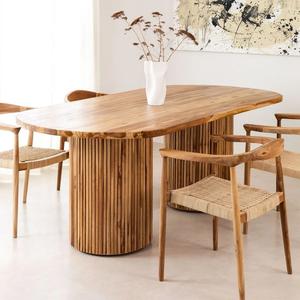 Vandana Hexa Maxima Oval Mango <b>Wood</b> Large Dining <b>Tables</b> (200×76 cm) (<b>Solid</b> <b>Wood</b>) - Product Image 1