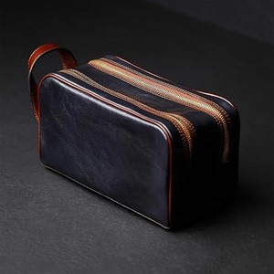 Genuine Leather Wholesale Dopp <b>Kit</b> Travel Pouch Beauty Zipper Cosmetic <b>Bags</b> Women's Makeup <b>Bag</b> Men's Toiletry <b>Bag</b> - Product Image 2