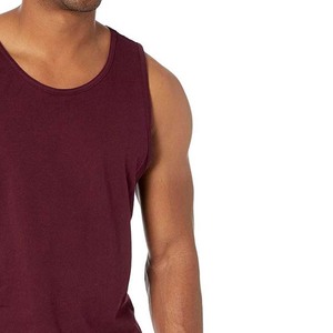 Men's Solid Color Cotton Tank <b>Top</b> O-Neck Casual Knitted Sleeveless Vest <b>Maroon</b> Summer Fitness Wear Men's Tank <b>Tops</b> All Size - Product Image 4
