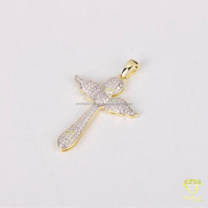 Colgante de Cruz de Ángel en Plata de Ley 925 con Diamante Moissanite VVS, Joyería Hip Hop - Product Image 4