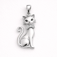 Pendentif chat pour enfants chrétiens en alliage 3D avec zircon, design personnalisé d'animaux mignons
