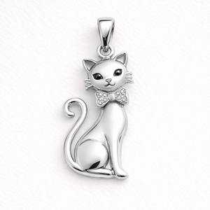 Pendentif chat en argent sterling 925, design personnalisé d'animaux mignons en 3D - Product Image 6