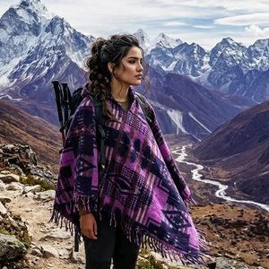 Nouveau design tendance, ponchos en maille plate à motif jacquard bohème, épais, à capuche, respirants, anti-plis, pour hommes et femmes, hiver - Product Image 1