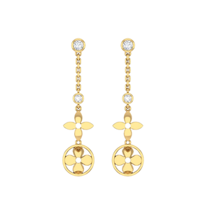 Pendientes de Aro de Oro Sólido de 14K y 18K con Diamantes - Corte Redondo Brillante, Elegantes para Uso Diario, Joyería, Aros, Pendientes Colgantes - Product Image 1