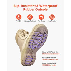 Bottes tactiques légères pour hommes, 8 pouces, respirantes, pour la randonnée, le travail, la moto, Interceptor Trooper, fermeture éclair latérale - Product Image 4