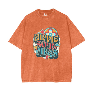 T-shirt en coton surdimensionné pour homme, style vintage délavé à l'acide, manches courtes, col rond, motif imprimé, lettres sur le devant, coupe jersey - Product Image 5