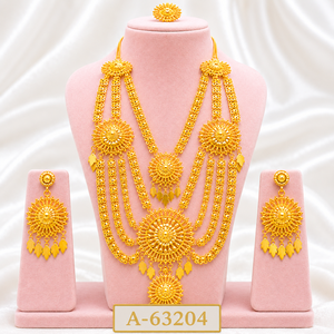 Ensemble collier et boucles d'oreilles en alliage plaqué argent avec cristaux de strass et design à pompons pour femmes, bijoux de mariage A-63214 - Product Image 5
