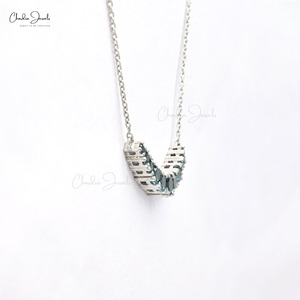 Natural London Blue Topaz <b>Statement</b> <b>Necklace</b> 14K Solid White Gold & 1.19CTW Gemstone <b>Necklace</b> Wedding Jewelry Wholesaler India - Product Image 3
