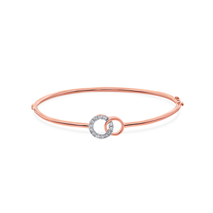 Pulsera de Lujo Chapada en Oro Rosa con Doble Círculo y Circonitas para Mujer |   Brazalete Redondo Minimalista con Eslabones Entrelazados |   Elegante Joyería de Moda para Regalo - Product Image 2