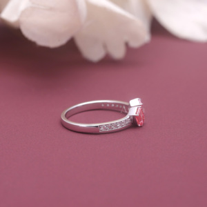 IGI Certified Lab Grown Diamond Open Ring 14K White / Rose & Yellow Gold Emerald Cut <b>Pink</b> Lab Grown Diamond Adjustable Wrap Ring - Product Image 6