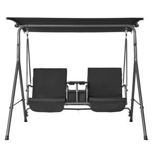 "2-Seat Patio <b>Swing</b> Chair with Adjustable Canopy Porch <b>Swing</b> Storage Bag Rotating Tray Oxford Fabric & Polyester Material" - Product Image 1