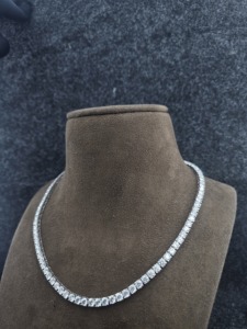 Women's Rose Gold Plated 925 <b>Silver</b> Moissanite <b>Choker</b> Necklace Brilliant Cut Channel Setting Luxury Bead Chain Everyday Wear - Product Image 2