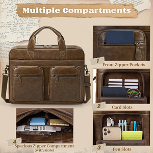 Leather Laptop Messenger Bag <b>Briefcase</b> Adjustable Handmade Travel Bag for Men and Women Crossbody Genuine Leather - Product Image 6