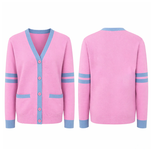 High Quality Women Sorority Cardigan Cotton Knitted Button Down Turn Down Collar Classic Design Casual Knitwear OEM Custom Made - Product Image 3