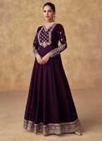 Baju Salwar Kameez Siap Pakai Gaya India Pakistan Bahan Georgette Murni Bordir Berat Pekerjaan Zari dan Payet untuk Pernikahan Etnik