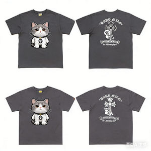 Camiseta de Manga Corta de Alta Calidad 100% Algodón, Unisex, con Estampado de Cabeza de Animal, Camuflaje, Corte Holgado, Transpirable, para Uso Diario - Product Image 4