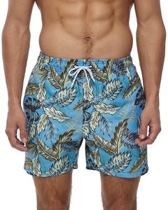 Short de bain pour homme en polyester/coton extensible à imprimé tortue, séchage rapide, avec cordon de serrage, décontracté, pour la plage, motif bleu, taille mi-haute - Product Image 4