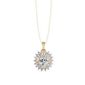Collier pendentif tendance unisexe en or jaune 18 carats massif, serti de diamants naturels taille brillant, certifié IGI - Product Image 1