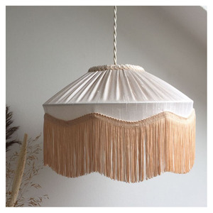 Lampe suspendue en tissu crème, luminaire suspendu au plafond en lin cousu à la main, pour salle à manger, îlot de cuisine, décoration d'hôtel - Product Image 5