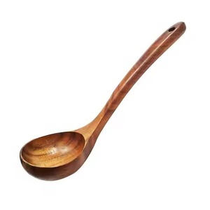 Cuchara de servir clásica de madera maciza, utensilio de cocina para sopa, cuchara de cocina duradera para restaurante y cocina - Product Image 2