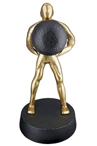 Gold Plated <b>Figurative</b> Sculpture Abstract Human Form Holding Sphere Contemporary Art Tabletop Decor for Living Room - Product Image 6
