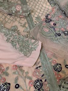 Increíble 2021 Venta caliente camisa de línea A de red bordada y traje de seda Salwar bordado de secuencia pesada vestido completamente bordado - Product Image 3