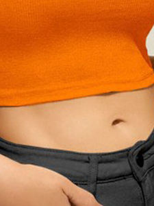Women's <b>Orange</b> Knitted O-Neck Crop <b>Tank</b> <b>Top</b> Casual Solid Color Short Length 100% Cotton Jersey Logo Front Breathable - Product Image 2
