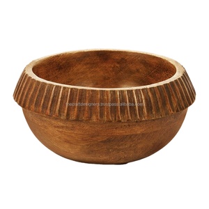 Top Selling <b>Large</b> Wooden <b>Bowl</b> Handmade Natural Polish Portable Dish Serving <b>Bowl</b> Unique Design Deep Dish Storage Wooden <b>Bowl</b> - Product Image 1