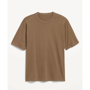 T-shirt à col rond pour homme, manches courtes, 100% coton, couleur unie, coupe décontractée, jersey tricoté, teinture unie - Product Image 3