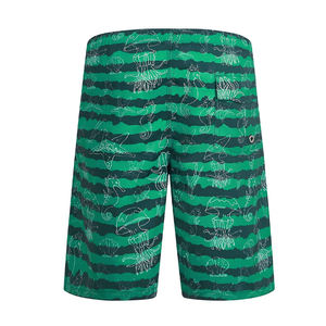Short de bain vert rayé pour homme avec imprimé pieuvre, séchage rapide, cordon de serrage, style décontracté - Product Image 2