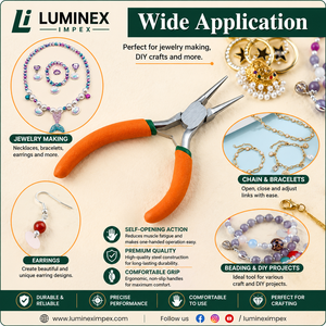 LUMINEX IMPEX LUB=113 <b>Long</b> <b>Nose</b> Stainless Steel Lightweight Smooth Work Jewelry Making Polishing Pliers - Product Image 6