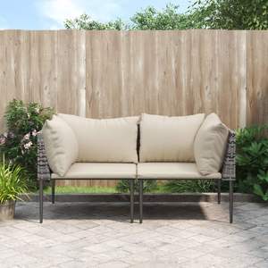 Conjunto de Sofá Esquinero de Jardín de Dos Plazas en Gris Beige - Product Image 1