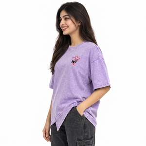 Camisetas Oversize de Algodón Premium con Lavado Ácido para Mujer, Estilo Casual y Relajado - Product Image 3