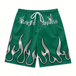 กางเกงขาสั้นกีฬา REXFIT SPORTS แบบกำหนดเอง น้ำหนักเบา แห้งเร็ว ลายเปลวไฟเมทัลลิก สำหรับผู้ชาย เหมาะสำหรับเล่นบาสเกตบอล วิ่ง และออกกำลังกาย - Product Image 3