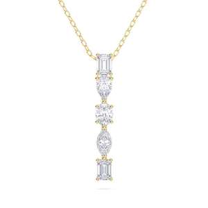 Elegante colgante de diamante y esmeralda cultivados en laboratorio, certificados por IGI, en forma de pera y ovalada, en oro amarillo, oro rosa, oro blanco o plata, con cadena a juego. - Product Image 1