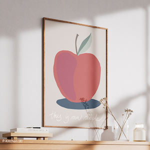 Décoration murale de Noël, affiche minimaliste avec illustration de pomme rouge, impression artistique scandinave pour cuisine et salle à manger - Product Image 4