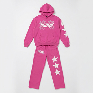 Conjunto de Sudadera con Capucha y Pantalones Deportivos de Algodón 100% Personalizados para Invierno, Sudadera con Estampado Gráfico Personalizado, Pantalones Deportivos con Estampado de Corazón, Ropa Deportiva Informal de Dos Piezas - Product Image 3