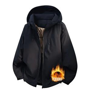 Veste d'hiver chaude, imperméable, coupe-vent, à fermeture éclair, décontractée, unisexe, sportive, à capuche, en coton biologique, pour la randonnée, la course à pied et les activités de plein air - Product Image 3