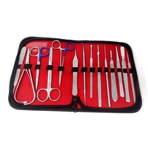 Kit de disección veterinaria, instrumentos quirúrgicos de 14 piezas con estuche, acero inoxidable, herramientas de cirugía veterinaria reutilizables - Product Image 1