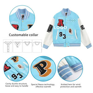 Chaqueta universitaria de béisbol con logotipo personalizado para cuerpo de lana de invierno con mangas de cuero vegano parches de chenilla de cuero de oveja en las mangas - Product Image 4