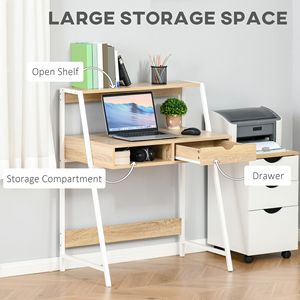 Tavolo Regolabile per Laptop per Casa e Ufficio, Ideale per Piccoli Spazi, con Cassetto e Ripiani Portaoggetti - Product Image 4