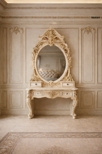 Tocador de Estilo Francés Clásico con Armarios Laterales, Tocador de Madera Tallada a Mano, Juego de Tocador de Lujo para Dormitorio, Australia - Product Image 2