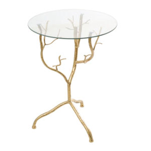 Tables basses et tables d'appoint de luxe au design unique, avec plateau rond en verre, fabriquées en métal de haute qualité, plaquées or, au look élégant. - Product Image 1