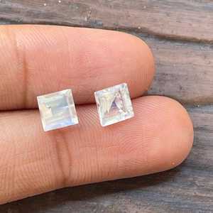 6X6MM Natural <b>Rainbow</b> Moonstone Square Cut Faceted Calibrated Loose Gemstone Jewelry Making Wholesale Lot - Product Image 1