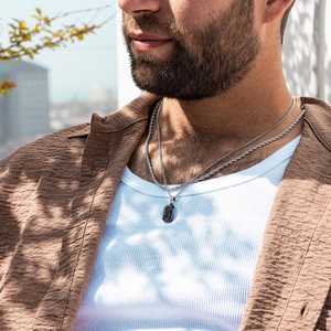 Collar de Plata 925 con Colgante de Piedra Natural, Estilo Vintage, para Hombre y Mujer, Certificado por Terceros, Plata/Oro - Product Image 4