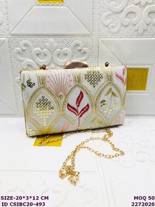 Wholesale Craftstages International Women Solid <b>Clutch</b> Bag Chain | Designer <b>Wedding</b> Party Evening Handbag 1-1.9L Capacity Satin - Product Image 5